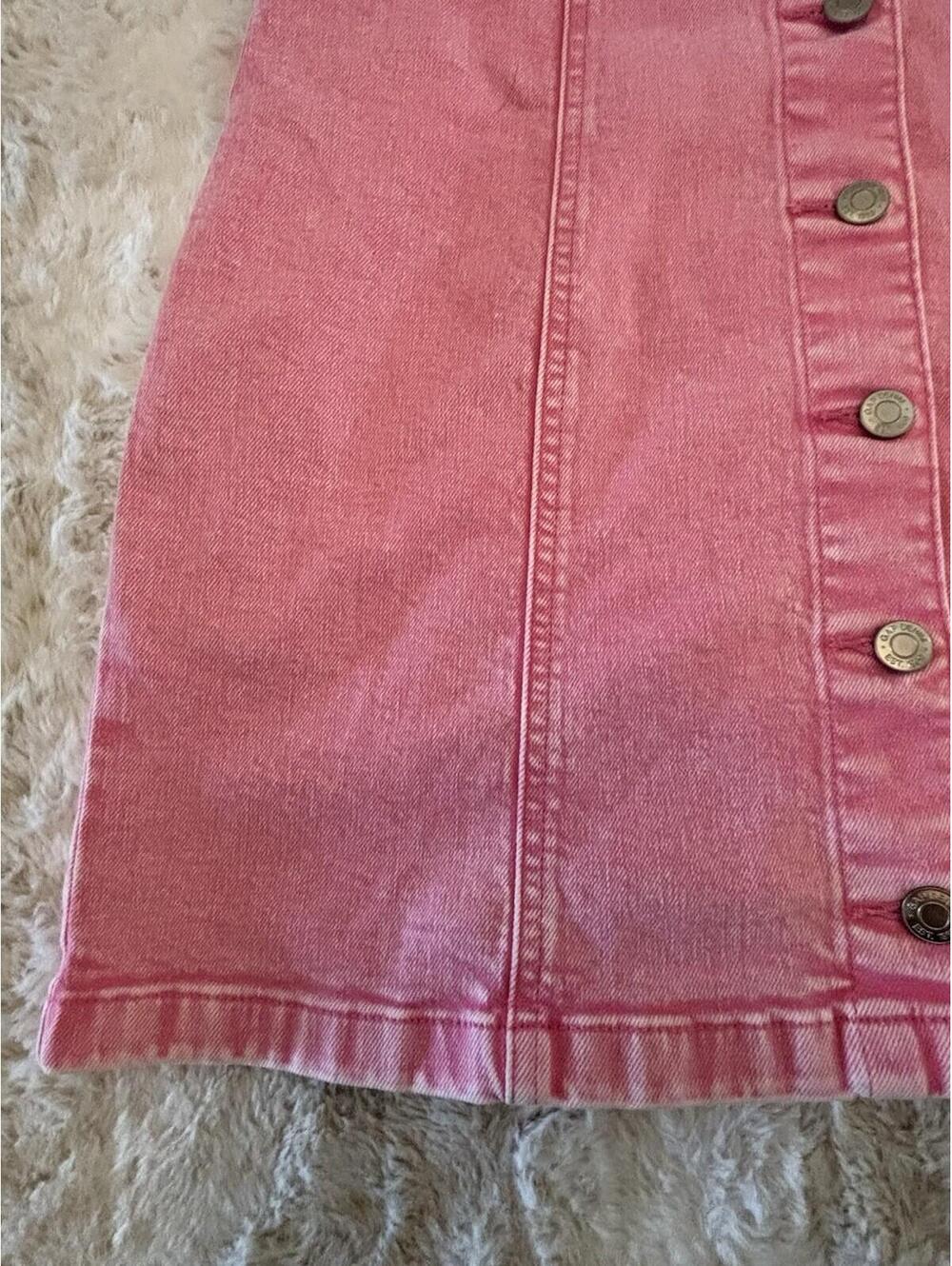 GAP Pink Denim Mini Dress Button Front Strappy NWT Size Small - Picture 3 of 9